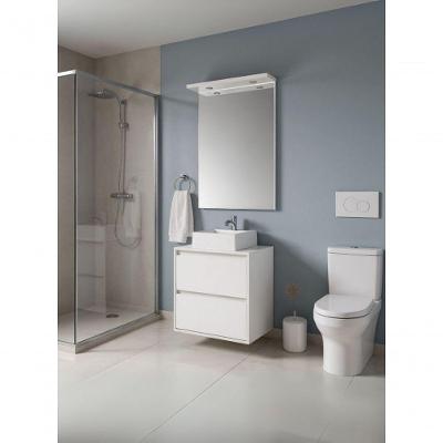 Gabinete para Banheiro Dubai 1 Porta 1 Gaveta MDF 60CM Branco com Cuba e Espelho LED On Móveis