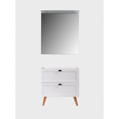 Gabinete para Banheiro com Espelho Milano 3 Gavetas MDF 80CM Branco com Espelheira LED On Móveis