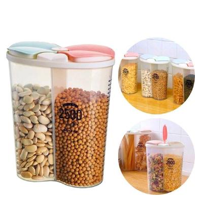Pote Organizador Duplo Porta Mantimentos Plástico Transparente Multiuso com Divisória 2,5L