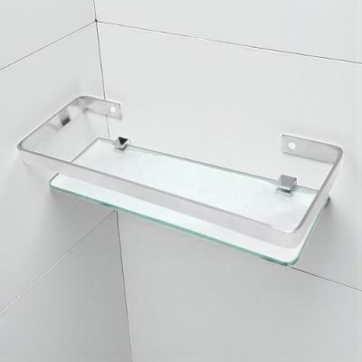 Porta Shampoo Marini Metais com Prateleira Vidro Lapidado 8mm Alumínio Polido Maciço Inox Mais