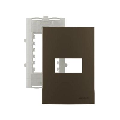 Placa com Suporte Margirius Sleek 4x2 para 1 Módulo Horizontal Marrom 4X2
