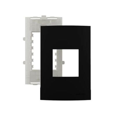 Placa com Suporte Margirius Clean para 2 Módulos Horizontais Preto com Acabamento Fosco