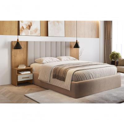 Painel para Cama Box Everest MDF-MDP Outros Fendi com 2 Mesas de Cabeceira 240CM