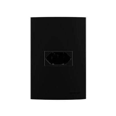 Tomada Margirius Clean 2P+T 10A Preto Ebony 4X2 com Placa e Suporte