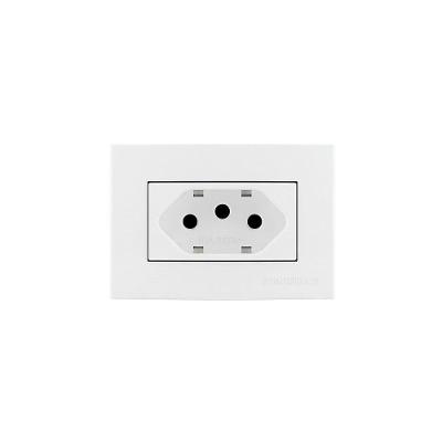 Tomada Clean com Placa para Móveis 65x45 2P+T 10A Bivolt Branco Margirius