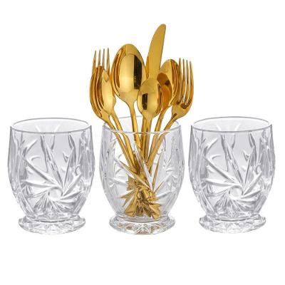 Porta Talher Prima Organizador de Cristal com Design Elegante para Mesa Posta Transparente Lyor
