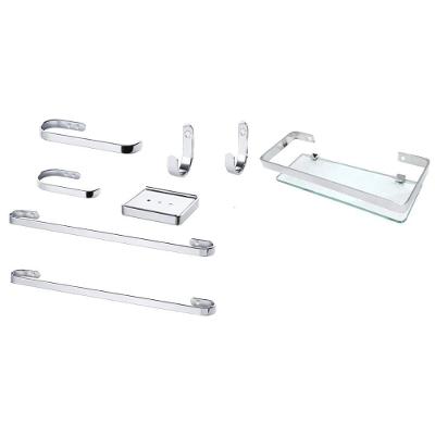Kit Banheiro 8 Peças Alumínio Maciço Polido Inox e Vidro 8mm Mais de Casa