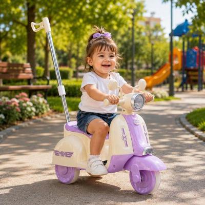 Moto Elétrica Infantil Candy com Empurrador e Som Lilás Unitoys 68CM 25KG