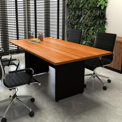 Mesa de Reunião Retangular F5 Office Moderno MDF 180CM Freijó com Preto F5 Office