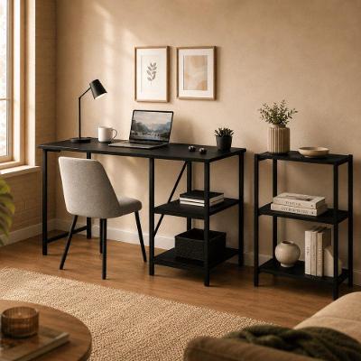 Kit Mesa e Estante Star 110 Industrial MDF 110CM Preto KLM Store