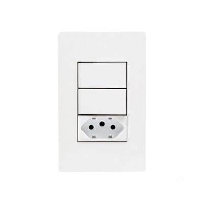 Interruptor Simples Duplo + Tomada Infiniti 3 Módulos Branco Margirius 4X2