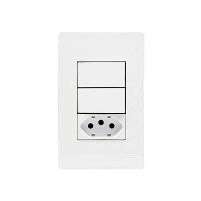 Interruptor Simples Duplo + Tomada Infiniti 2 Teclas 2P+T 20A Branco Margirius