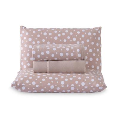 Jogo de Cama Lençol Poá Queen 100% Algodão Malha Bege Estampado Bolinha 4 Peças Casa Scarpa