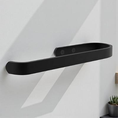 Porta Toalha de Rosto em Alumínio Maciço Preto Fosco com Fixação Discreta Mais de Casa 18CM