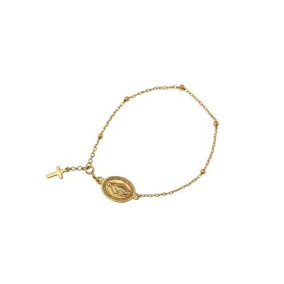Pulseira Prata 925 Medalha Nossa Senhora das Graças Dourado Feminino