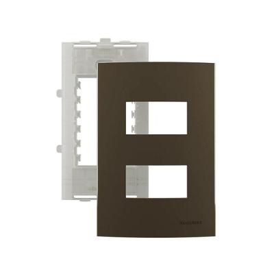 Placa para 2 Módulos Distanciados Sleek com Suporte Marrom Margirius 8,5CM