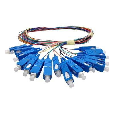 Pigtail de Fibra Óptica Monomodo SC-UPC G657A1 Blindado Kit 16 Cores FTTH 1M