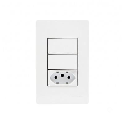 Interruptor Paralelo Duplo + Tomada Infiniti 2P+T 10A Bivolt Branco Margirius