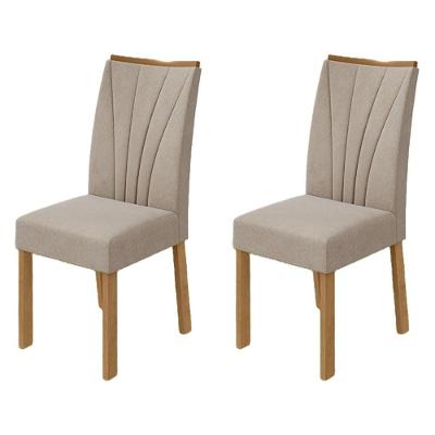 Conjunto 2 Cadeiras Apogeu Estrutura MDF-MDP Veludo Creme Amendoa Móveis Lopas