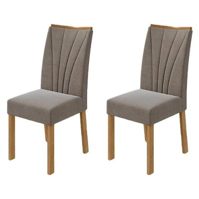 Conjunto 2 Cadeiras Apogeu Estrutura MDF-MDP Tecido Suede Amêndoa Móveis Lopas