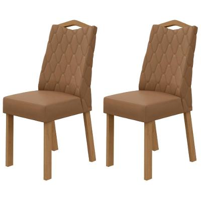 Conjunto 2 Cadeiras Venus Estrutura MDF-MDP Corino Amêndoa Móveis Lopas 45CM
