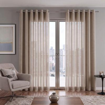 Cortina Duplex Bellini Lisa 3,00M X 2,30M Poliéster para Varão Areia Bella Janela