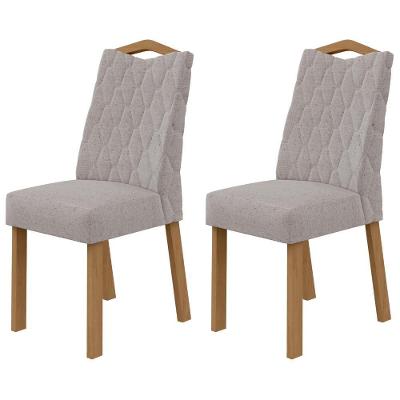 Conjunto 2 Cadeiras Venus MDF-MDP Linho Rústico Amêndoa Móveis Lopas