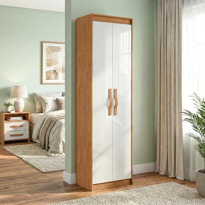 Armário Multiuso Davi 2 Portas 4 Prateleiras 50.4CM MDP Amêndoa e Branco Móveis Lopas