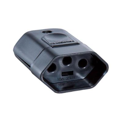 Plugue Fêmea 57403153 2P+T 10A 250V Bivolt Preto Tramontina