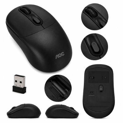 Mouse sem Fio MS210 Óptico 1600 DPI USB 2.4GHz Ergonômico Preto AOC