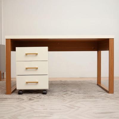 Mesa Escrivaninha Retangular 1,35m Moderno 3 Gavetas MDF 135CM Off White com Freijó Pradel Móveis