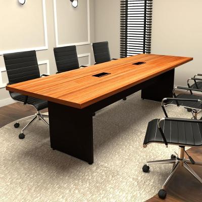 Mesa de Reunião Retangular F5 Office Moderno sem Gavetas MDF Freijó com Preto F5