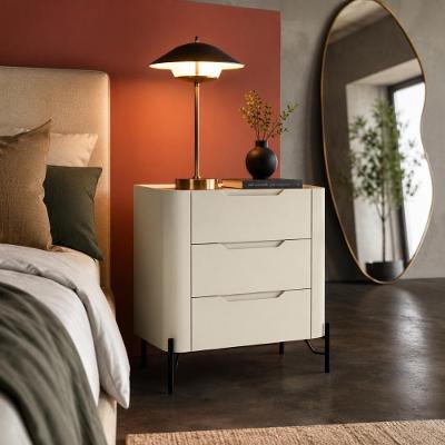 Mesa de Cabeceira Luna com Preto 3 Gavetas MDF Moderno Amadeirado Casa Lar Shop