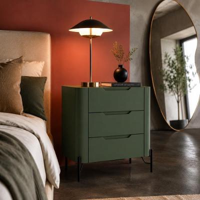 Mesa de Cabeceira Musgo com Preto 3 Gavetas MDF Contemporâneo Verde com Preto Casa Lar Shop