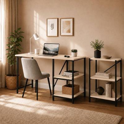 Kit Mesa + Estante Star 110 Industrial MDF Preto com Off White KLM Store