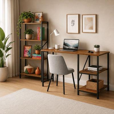 Kit Bancada Gourmet + Estante 4 Prateleiras Moderno MDF Preto-imbuia KLM Store