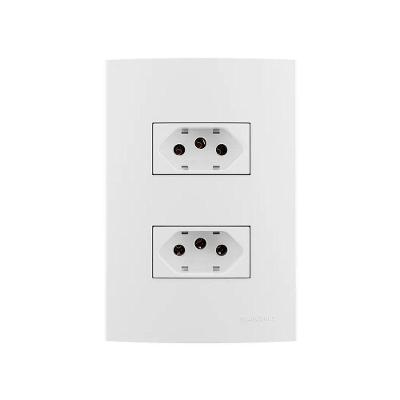 Tomada Dupla Clean 2P+T 20A com Placa 4x2 Branco Margirius Bivolt
