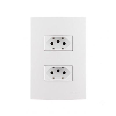 Tomada Dupla Clean 2P+T 10A com Placa 4x2 Branco Margirius