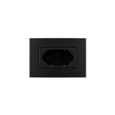Tomada Clean 2P+T 10A Bivolt Fosco Preto Ebony Margirius