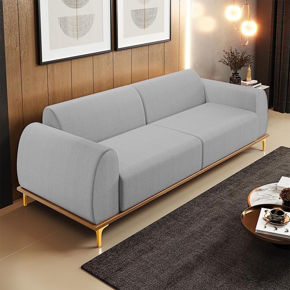 Sofá 04 Lugares Para Sala De Estar Kiev 260 Cm Cinza D-315 - 8