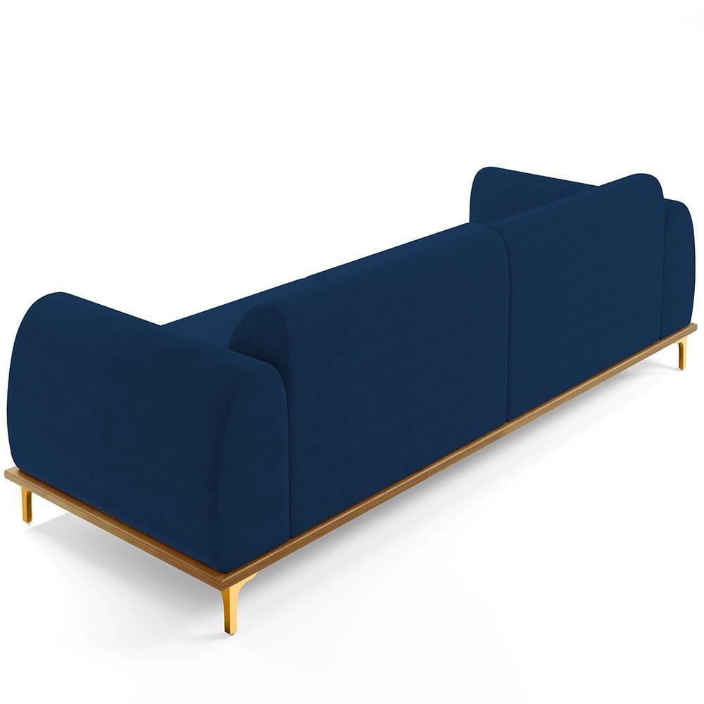 Sofá 04 Lugares Kiev 260 Cm Veludo Azul Marinho C-304 - 2