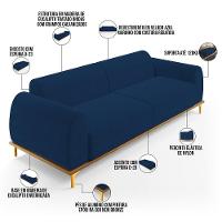 Sofá 04 Lugares Kiev 260 Cm Veludo Azul Marinho C-304 - 5