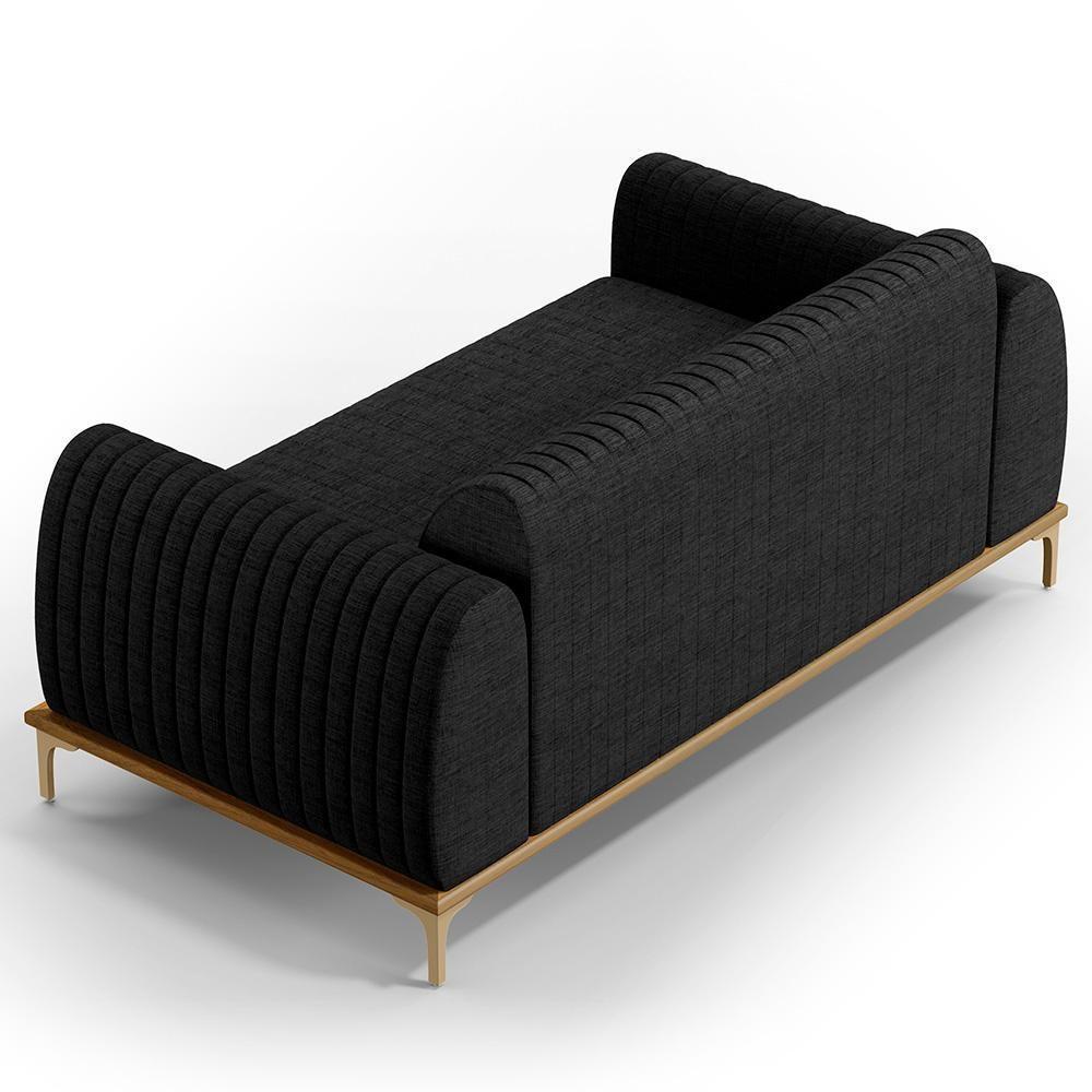 Sofá 3 Lugares Molino 180 Cm Pés D'ouro Chumbo D-465 - 2