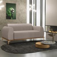 Sofá 3 Lugares Molino 180 Cm Pés D'ouro Bege C-107 - 2