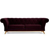 Sofá 3 Lugares Império 180 Cm Veludo Roxo Grape C-292 - 1