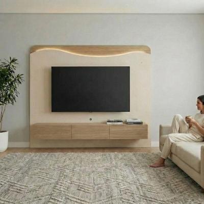Painel para TV Lumiere 75" 200cm MDF MDP com Gavetas Carvalho Off White Artely