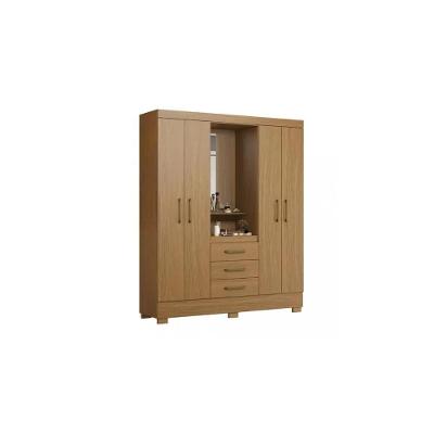 Guarda Roupa Casal Paris 4 Portas Dobráveis 3 Gavetas MDF Atacama