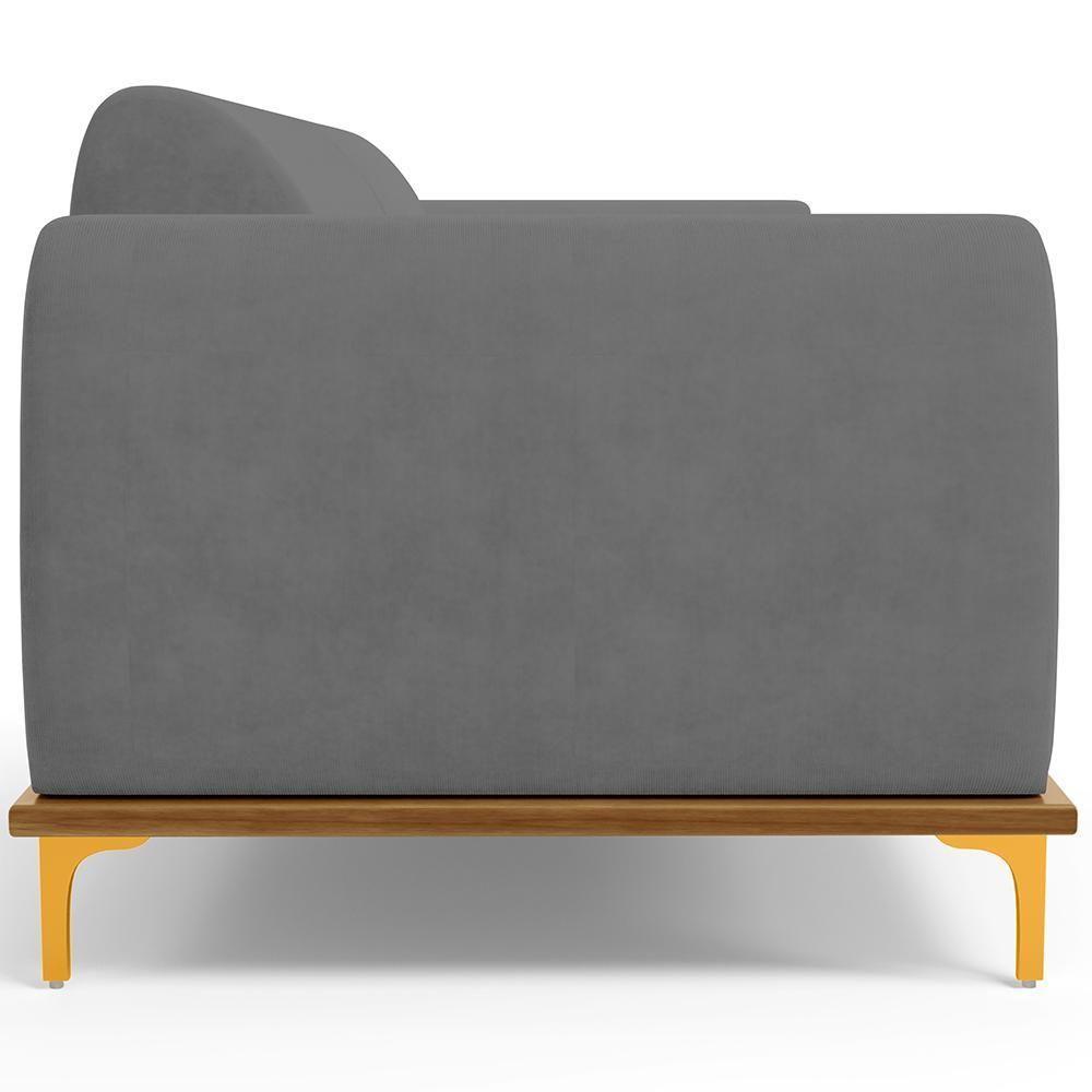 Sofá 03 Lugares Kiev 230 Cm Veludo Cinza C-317 - 3