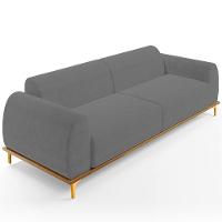 Sofá 03 Lugares Kiev 230 Cm Veludo Cinza C-317 - 1