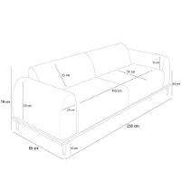 Sofá 03 Lugares Kiev 230 Cm Veludo Cinza C-317